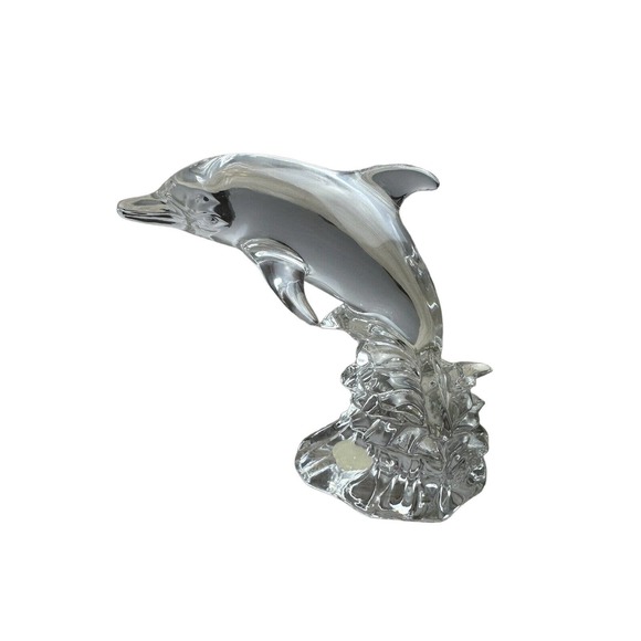 LEAD CRYSTAL DOLPHIN PRINCESS HOUSE WONDERS OF THE WILD FIGURINE GERMANY 5.5” - Picture 1 of 5